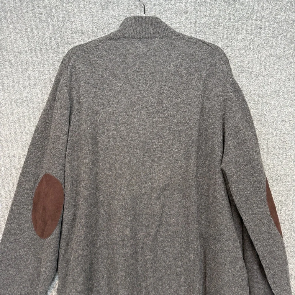 Hackett London Sweater Mens XXXL Gray Lambswool 1/4 Zip Elbow Patch Pullover